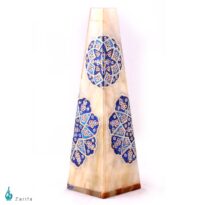 گلدان هرمی سنگ مرمر بابایی با تذهیب آبی
