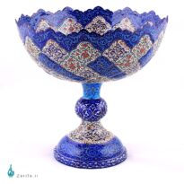 کاسه پایه دار لب دالبری میناکاری 30 سانتی