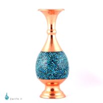 گلدان صراحی فیروزه کوبی مسی 16 سانتی متری