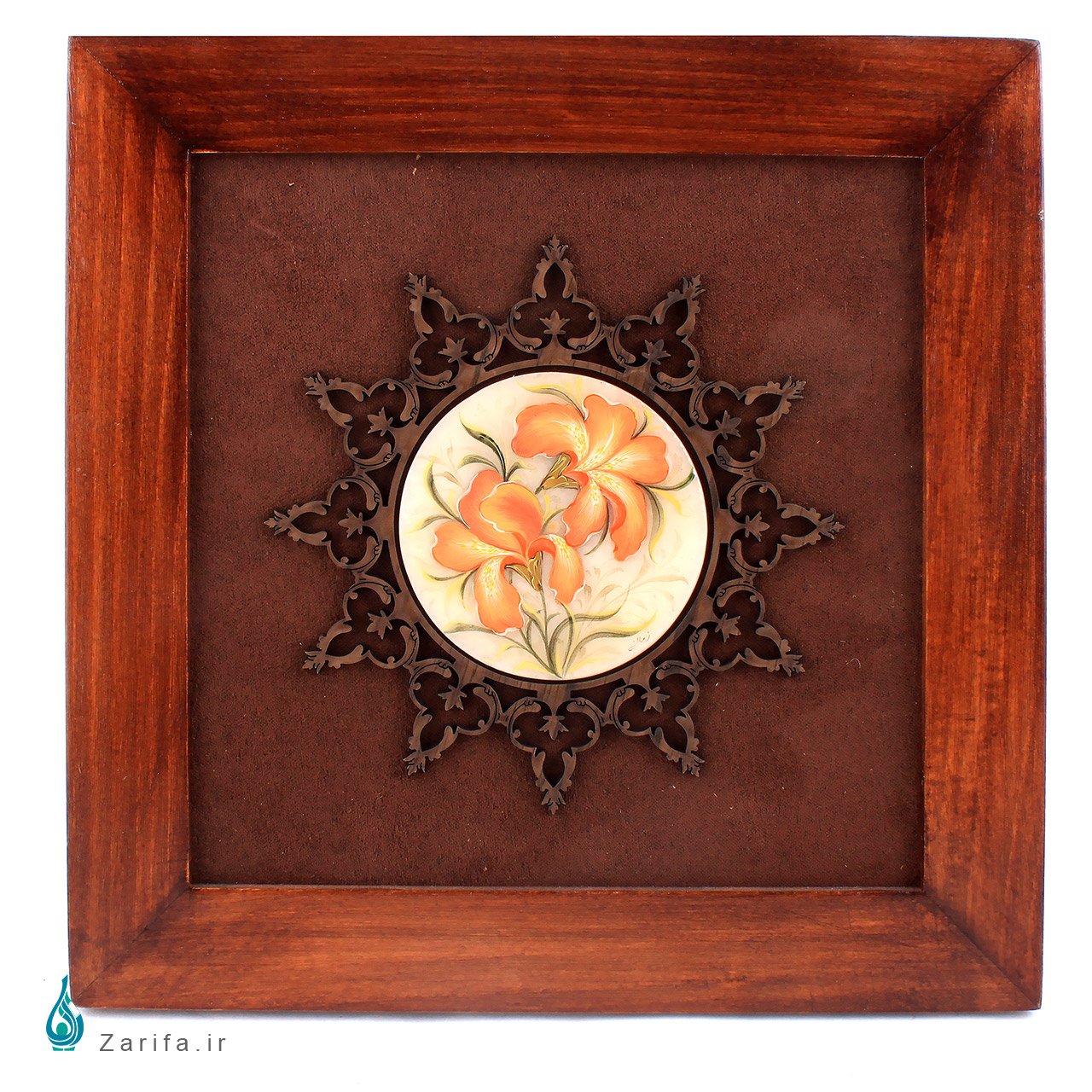 2640 قاب سنگ مرمر بابایی با نقاشی زنبق