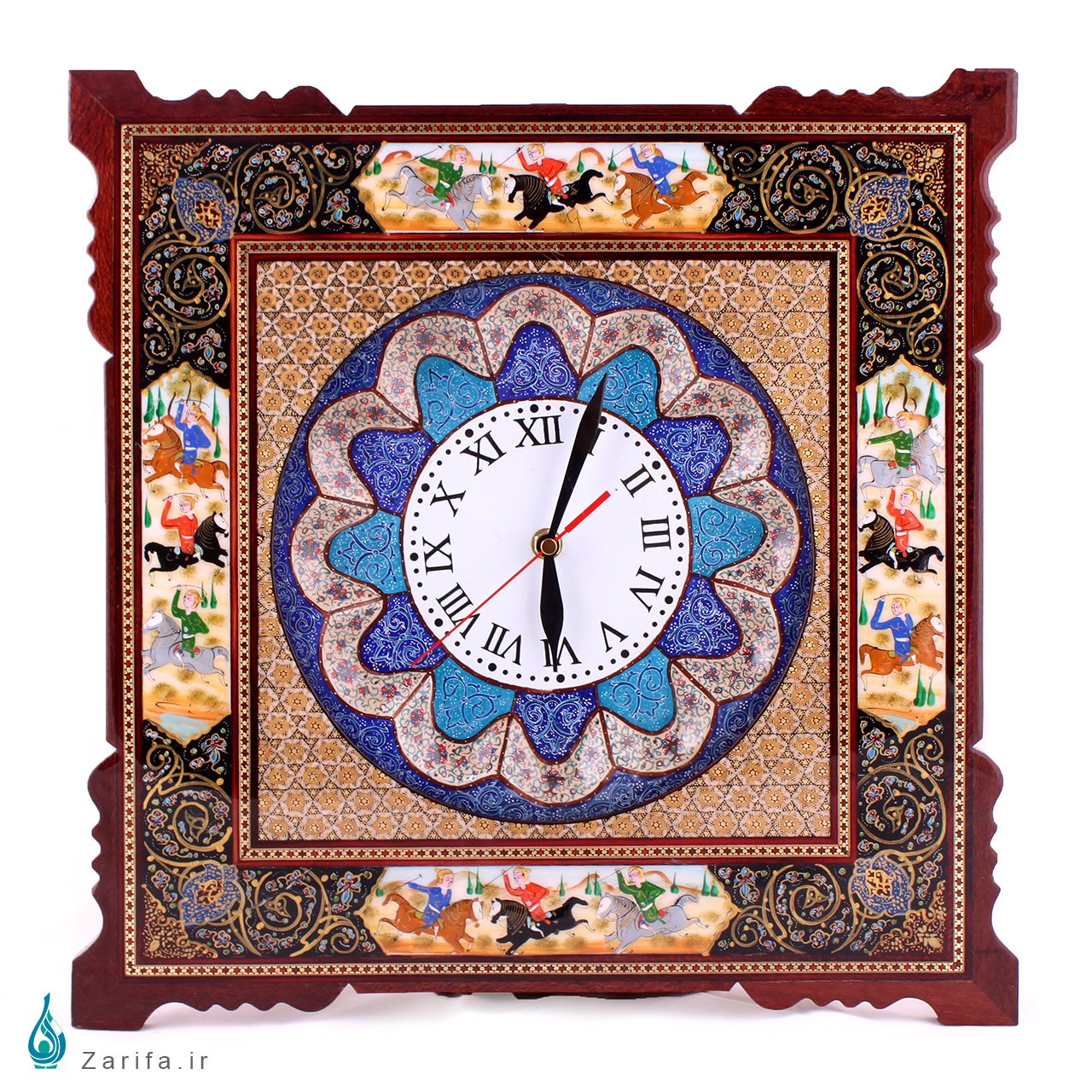 4780 ساعت دیواری مینا با حاشیه خاتم و تذهیب مشکی