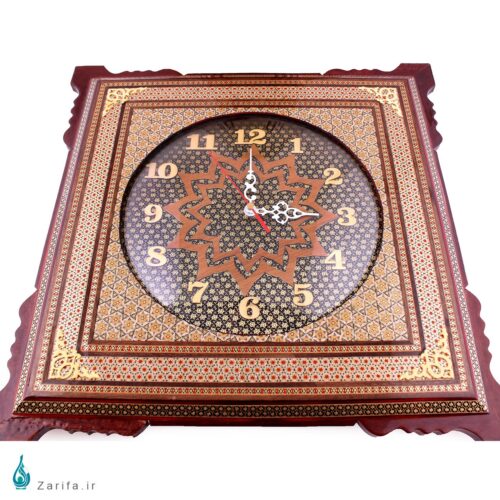 ساعت دیواری تمام خاتم محدب زمینه تیره سایز بزرگ