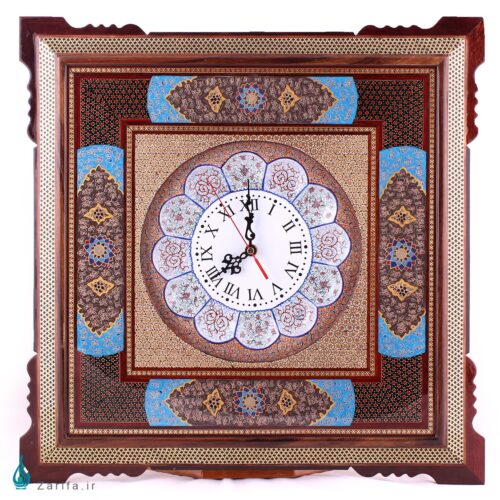 ساعت دیواری خاتم نفیس با تذهیب و صفحه مینا