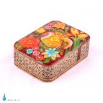 جعبه خاتم با نگارگری گل و مرغ نارنجی