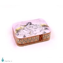 جعبه خاتم با نگارگری تک رنگ