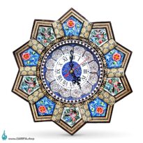 ساعت میناکاری با قاب خاتم قل دار 36 سانتی متری