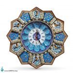 ساعت میناکاری با قاب خاتم قل دار 36 سانتی متری