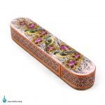 قلمدان خاتم با نقاشی گل و مرغ درب کشویی