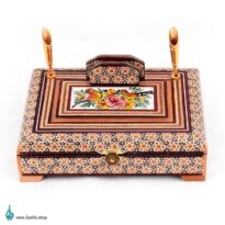 جاقلمی رومیزی و اداری خاتم جعبه دار داخل جیر