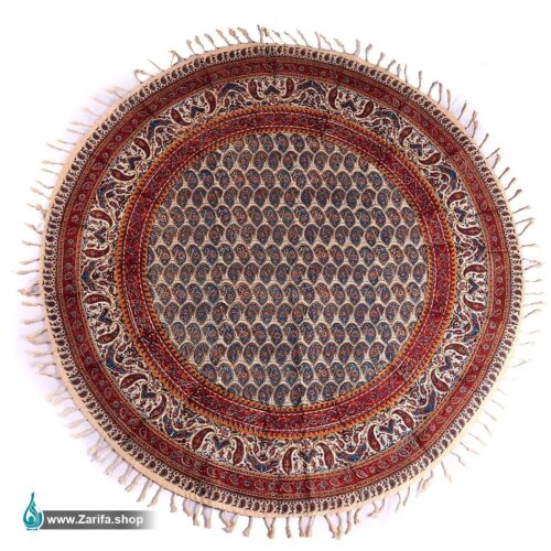 رومیزی قلمکار اعلا گرد طرح بته جقه سایز1 متری