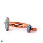 ست انگشتر و دستبند فیروزه و مس بیضی