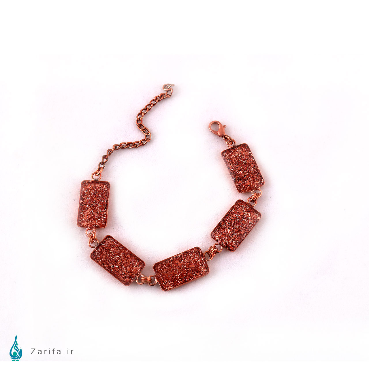 8240 دست بند شش تکه مس و سفال مس مدل مستطیل