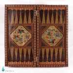 تخته نرد و شطرنج خاتم با نگارگری شکار طلایی 50*50