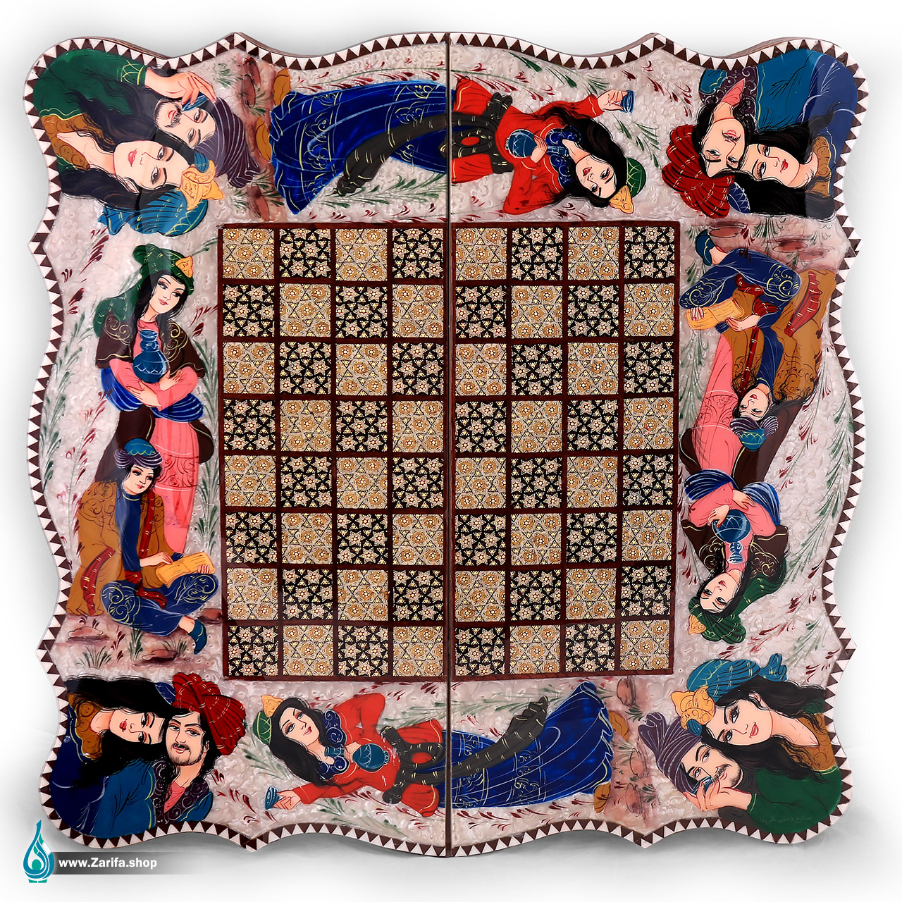 8519 تخته نرد خاتم دالبری زمینه صدف