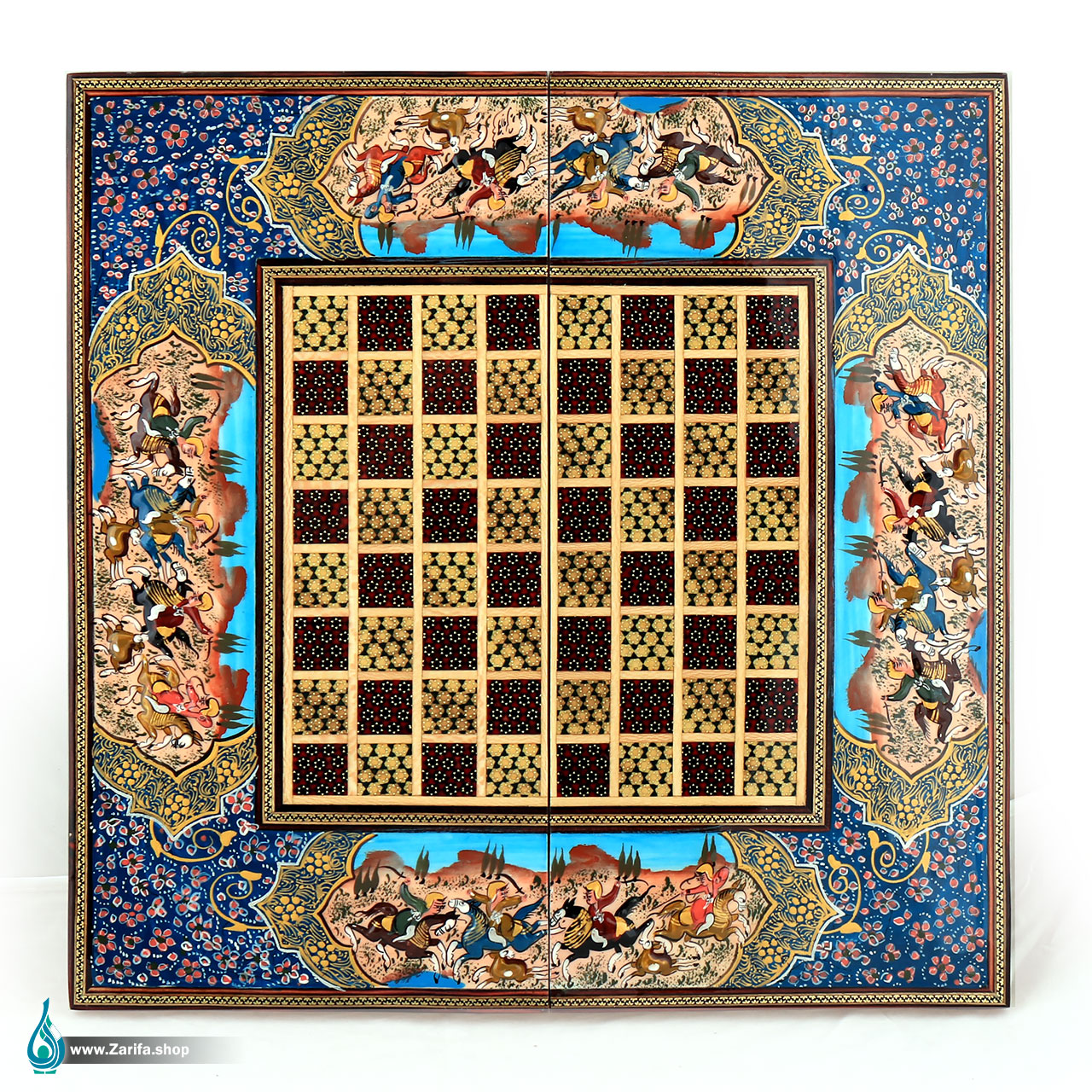 8595 تخته نرد خاتم با نقاشی شکار