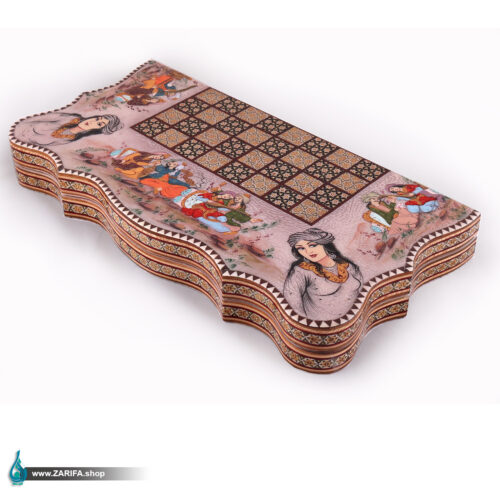 تخته نرد و شطرنج خاتم با نگارگری مجلس