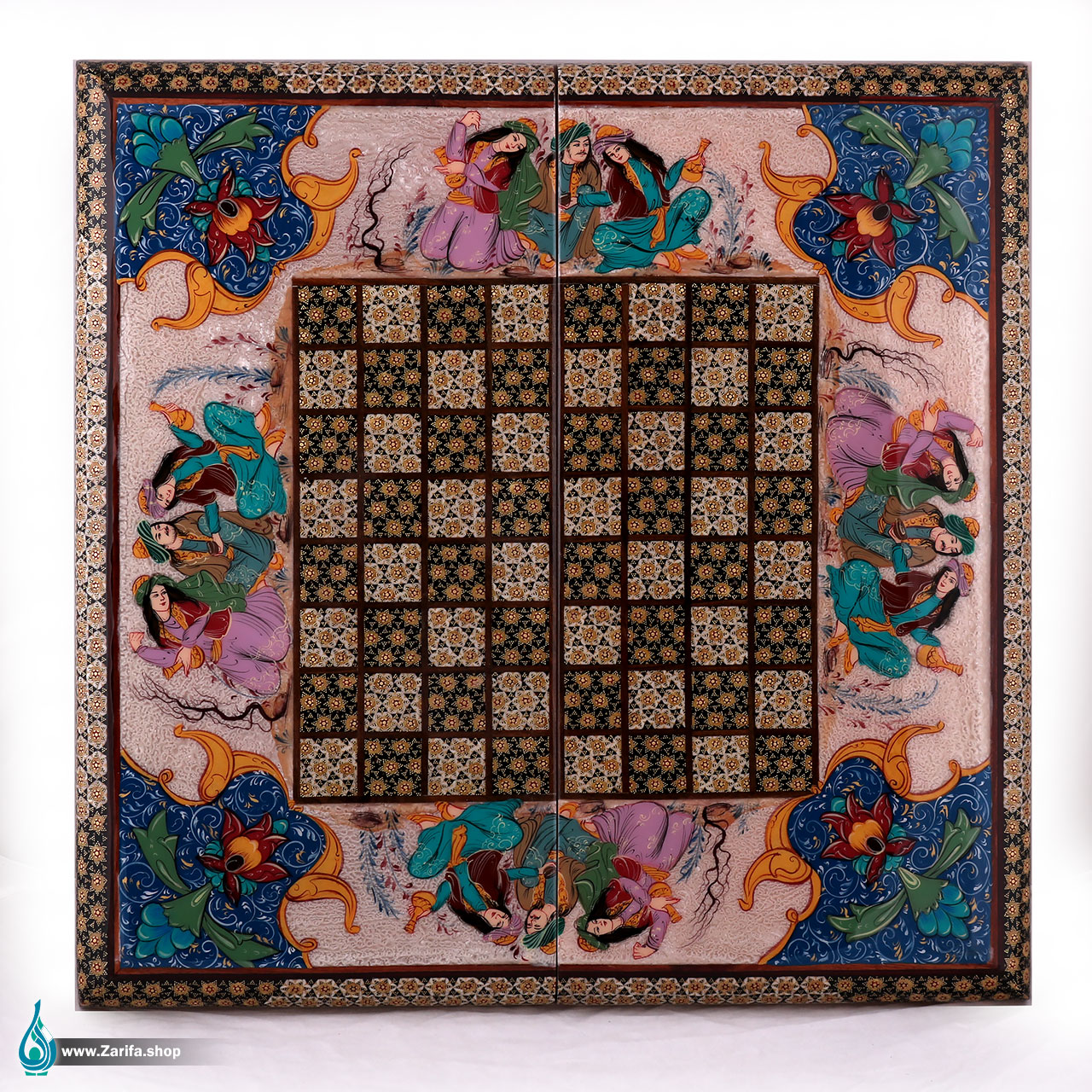 0131 تخته نرد و شطرنج خاتم لب گرد مجلس بزم صدف