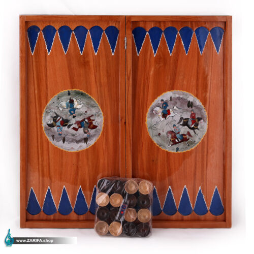 تخته نرد خاتم و چوب راش با نقاشی شکار